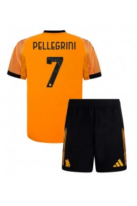 AS Roma Lorenzo Pellegrini #7 Jalkapallovaatteet Lasten Vieraspeliasu 2025-26 Lyhythihainen (+ Lyhyet housut)
